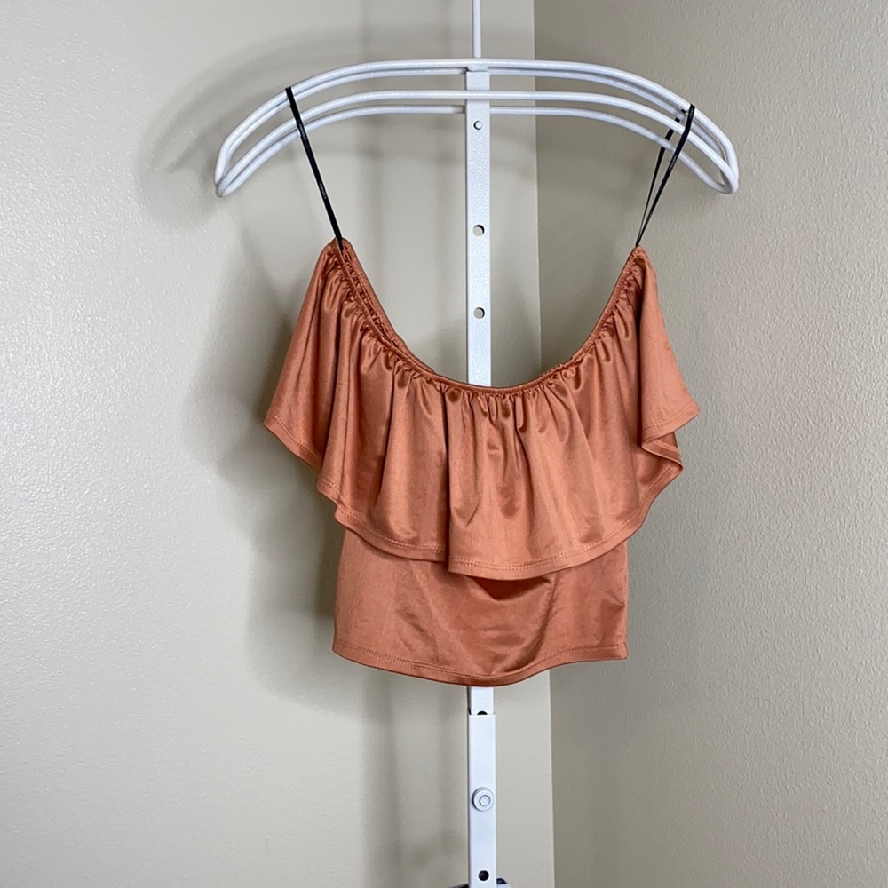 Peach Off the Shoulder Crop Top